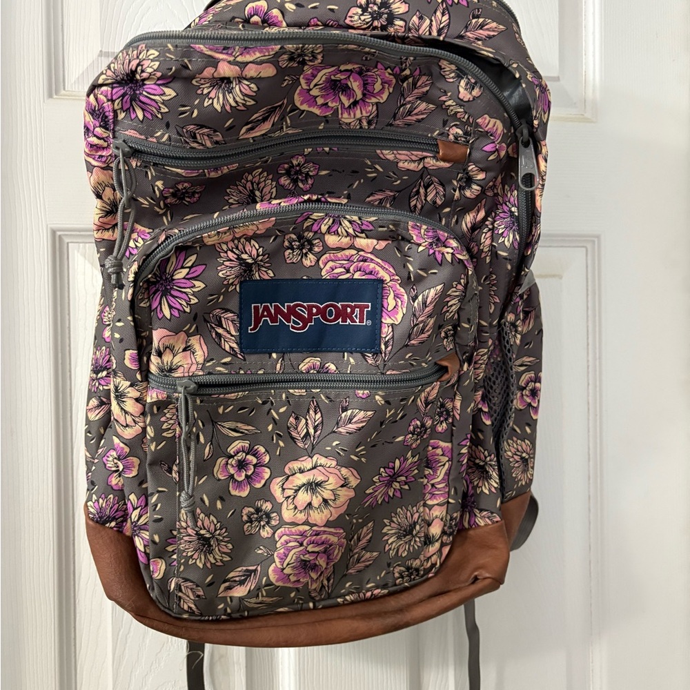Jansport Floral Backpack - Purple and Brown